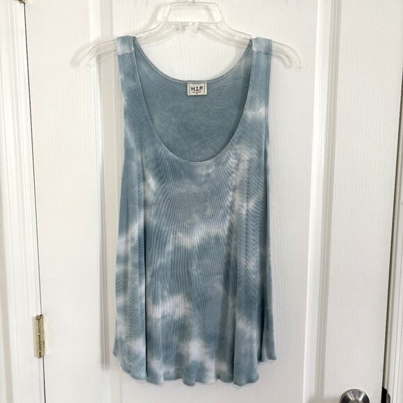 H.I.P. Nordstrom Tie Dye Tank Top Ribbed Knit Scoop Neck Blue/Green Size 1X - Picture 1 of 4